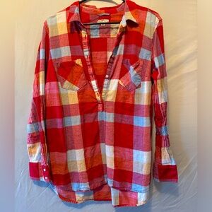 MERONA comfy, plaid, half-button up flannel; XXL